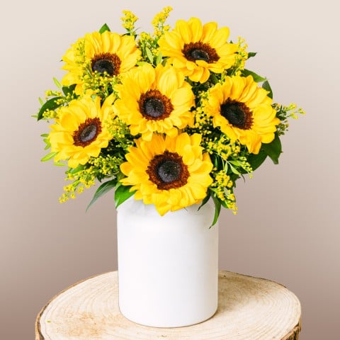 Melodía Dorada: Girasoles y Solidago Melodía Dorada: Girasoles y Solidago
