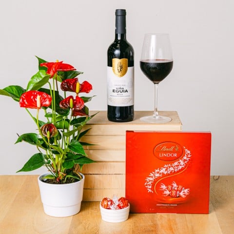 Corazones Rojos: Anturios y Vino Tinto Corazones Rojos: Anturios y Vino Tinto